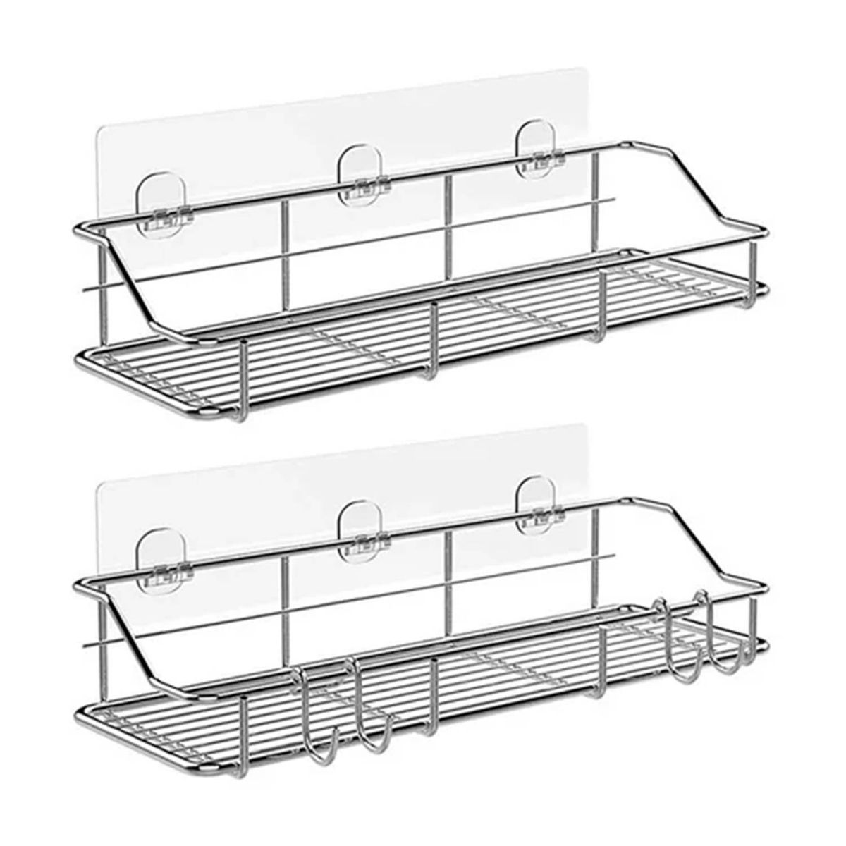 GENERICO - Set 2 Organizador De Ducha Repisa Adhesivo Inoxidable Plateado