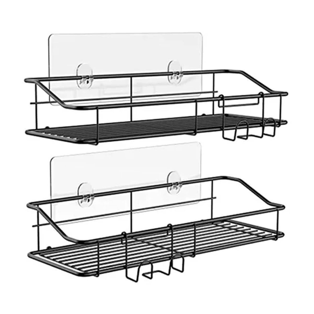 GENERICO - Set 2 Organizador De Ducha Repisa Adhesivo Inoxidable Negro