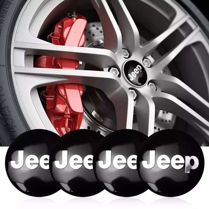 GENERICO - Set X4 Tapa centro Llantas auto 60mm JEEP NEGRO