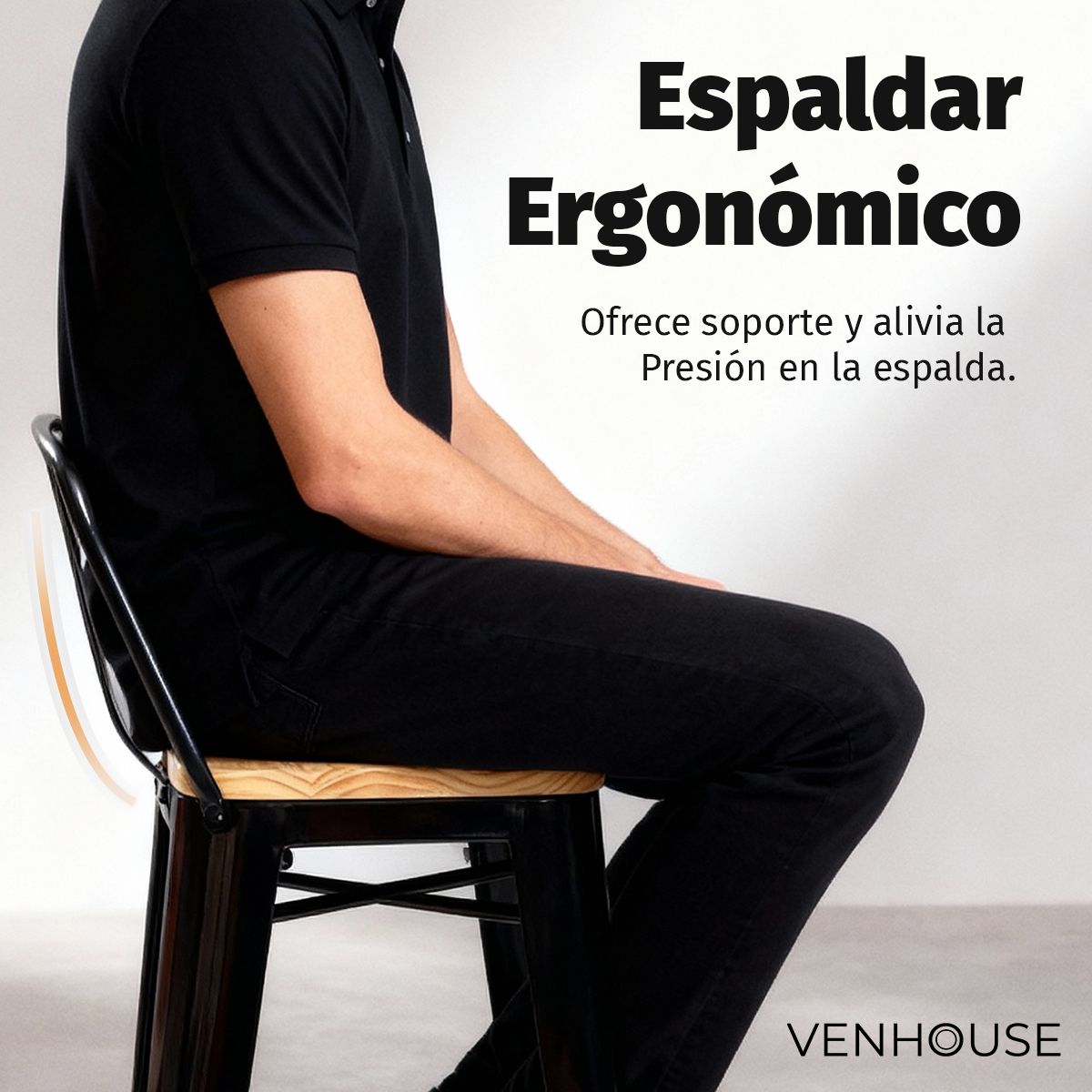 VENHOOUSE - Taburete Tolix Negro Con Asiento De Madera De 66cm