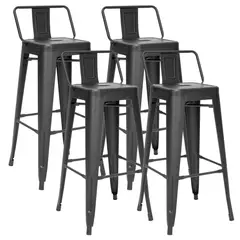 GENERICO - Pack De 4 Taburetes Tolix Negro De 66cm