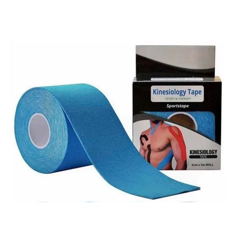 GENERICO - Tape Kinesiológico Hipoalergénico Rollo de 5cmsx5mts Color Azul