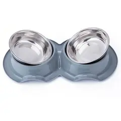 GENERICO - Plato Doble Con Pocillo Acero Inoxidable antihormiga Gris