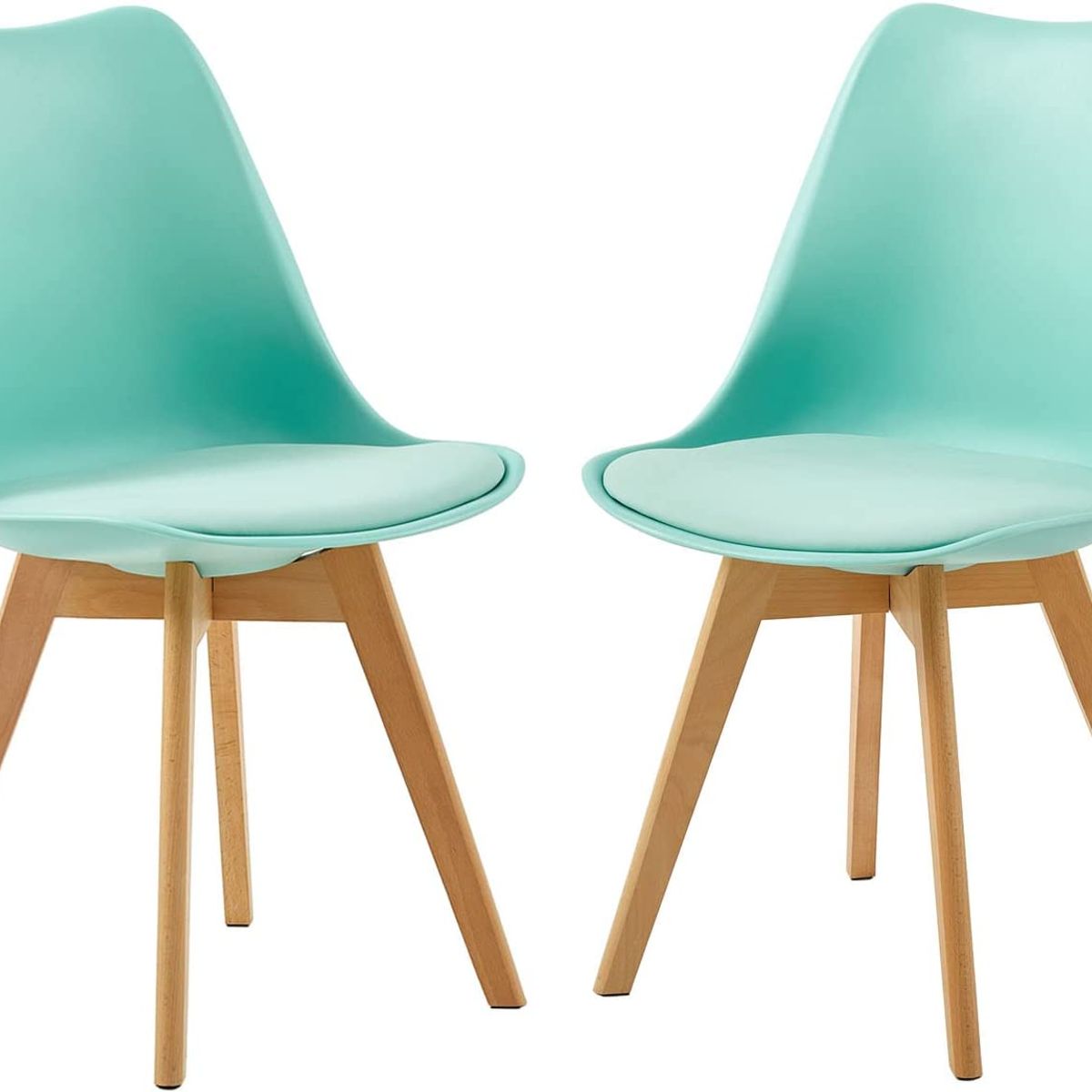 VENHOOUSE - Pack De 2 Sillas Eames Tulip Acolchadas Verde Menta
