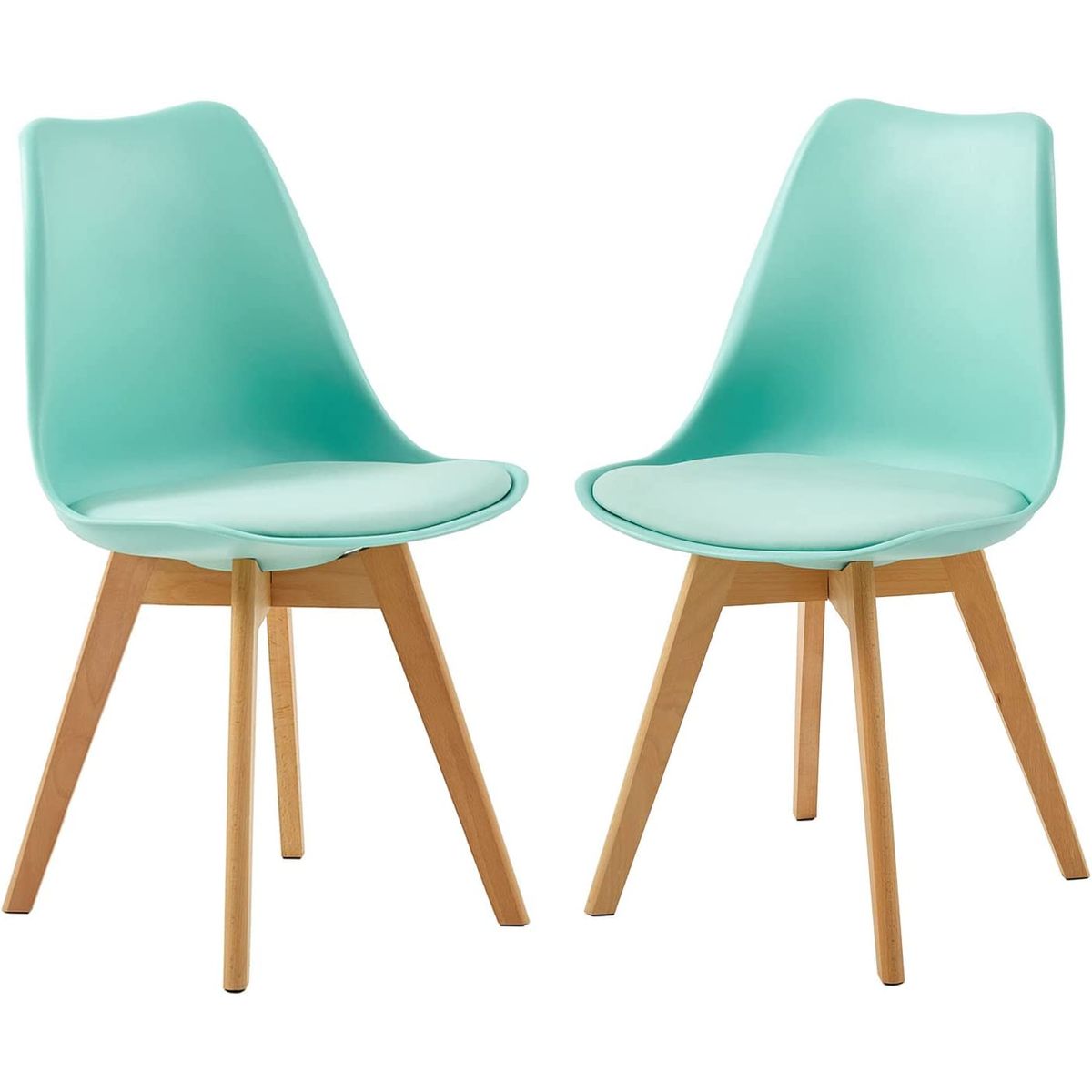 VENHOOUSE - Pack De 2 Sillas Eames Tulip Acolchadas Verde Menta