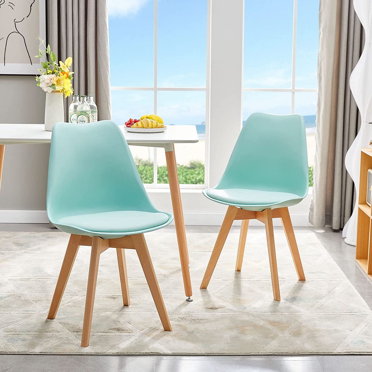 VENHOOUSE - Pack De 2 Sillas Eames Tulip Acolchadas Verde Menta