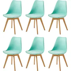 EAMES - Pack De 6 Sillas Tulip Acolchadas Verde Menta