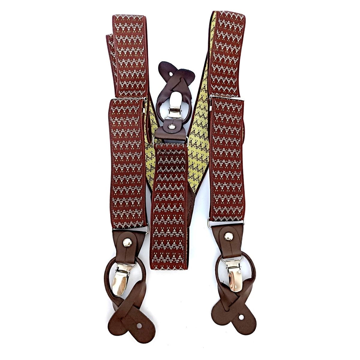 LUCIA CORBATAS - Suspensor hombre elastico cafe diseño Plaid doble broche Luciacorbatas