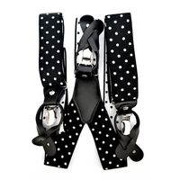 Suspensor hombre elastico negro tejido lunares blancos doble broche