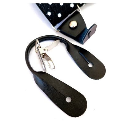 Imagen 2 del producto Suspensor hombre elastico negro tejido lunares blancos doble broche