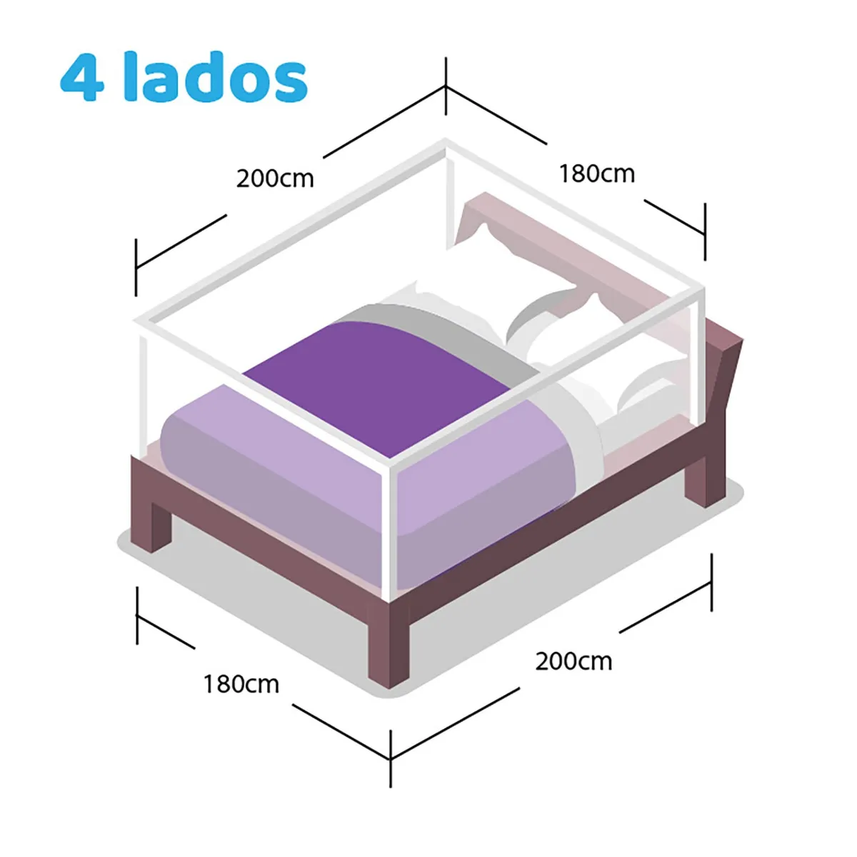 BEBE SURE - 4 barandas para cama King 180x200 cm colchón alto