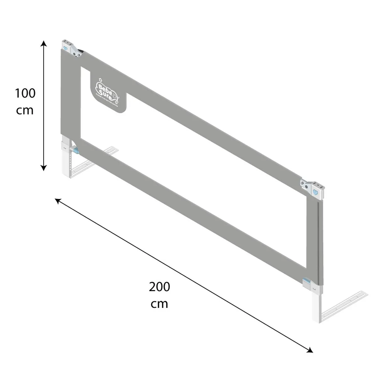 BEBE SURE - 2 barandas para cama Súper King 200x200 cm colchón alto