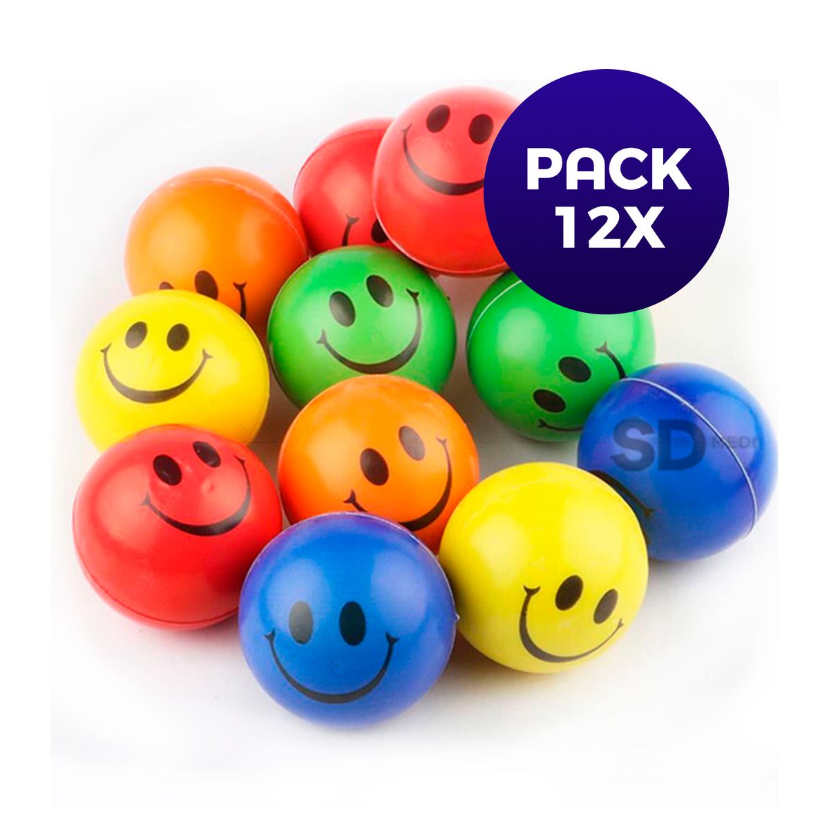 SDFIT - Set 60 x - Mini Pelota Anti Stress - Diseño Emoji.