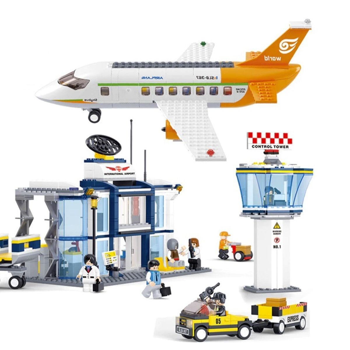 SLUBAN - Aeropuerto con Avión de Transporte Pasajeros compatible Lego
