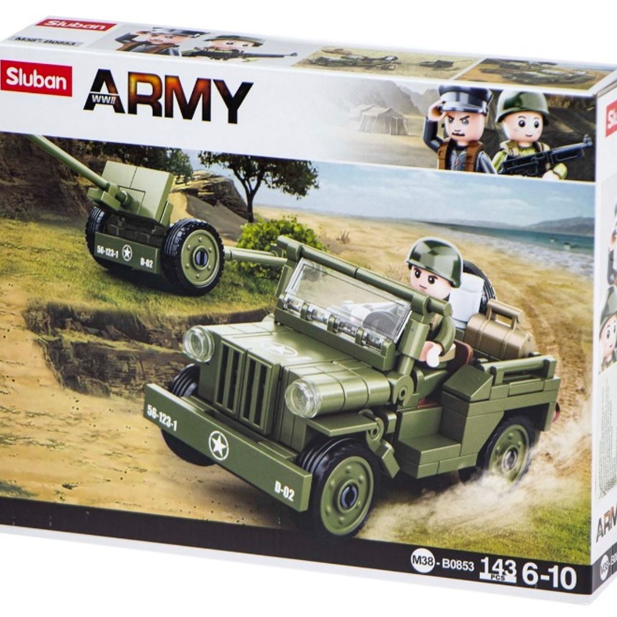 SLUBAN - Jeep Willy US ARMY Segunda Guerra Mundial compatible Lego