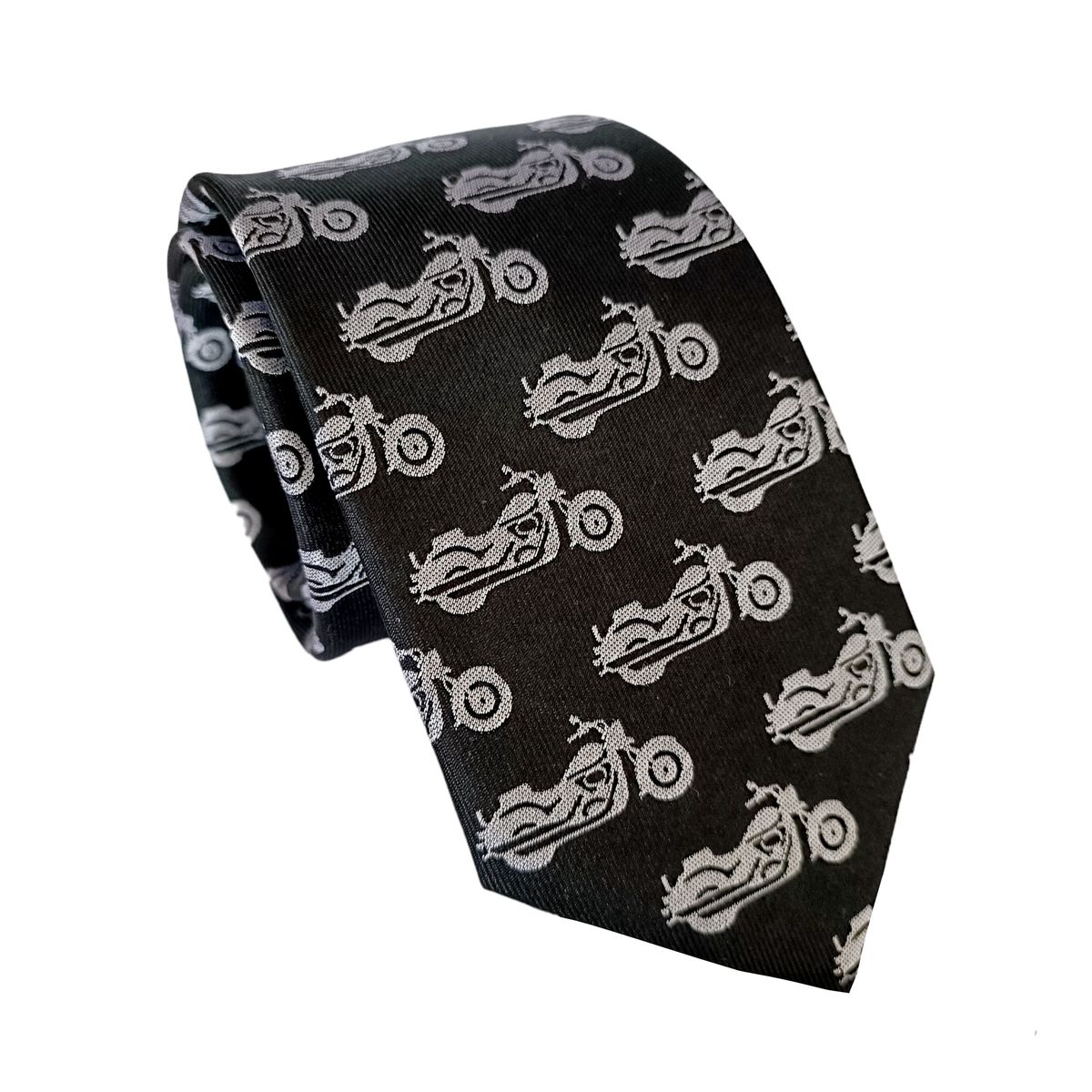 LUCIA CORBATAS - Corbata seda negra Motos Luciacorbatas