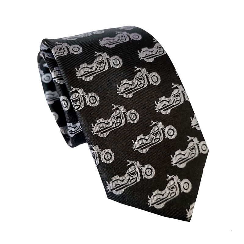 LUCIA CORBATAS - Corbata seda negra Motos Luciacorbatas