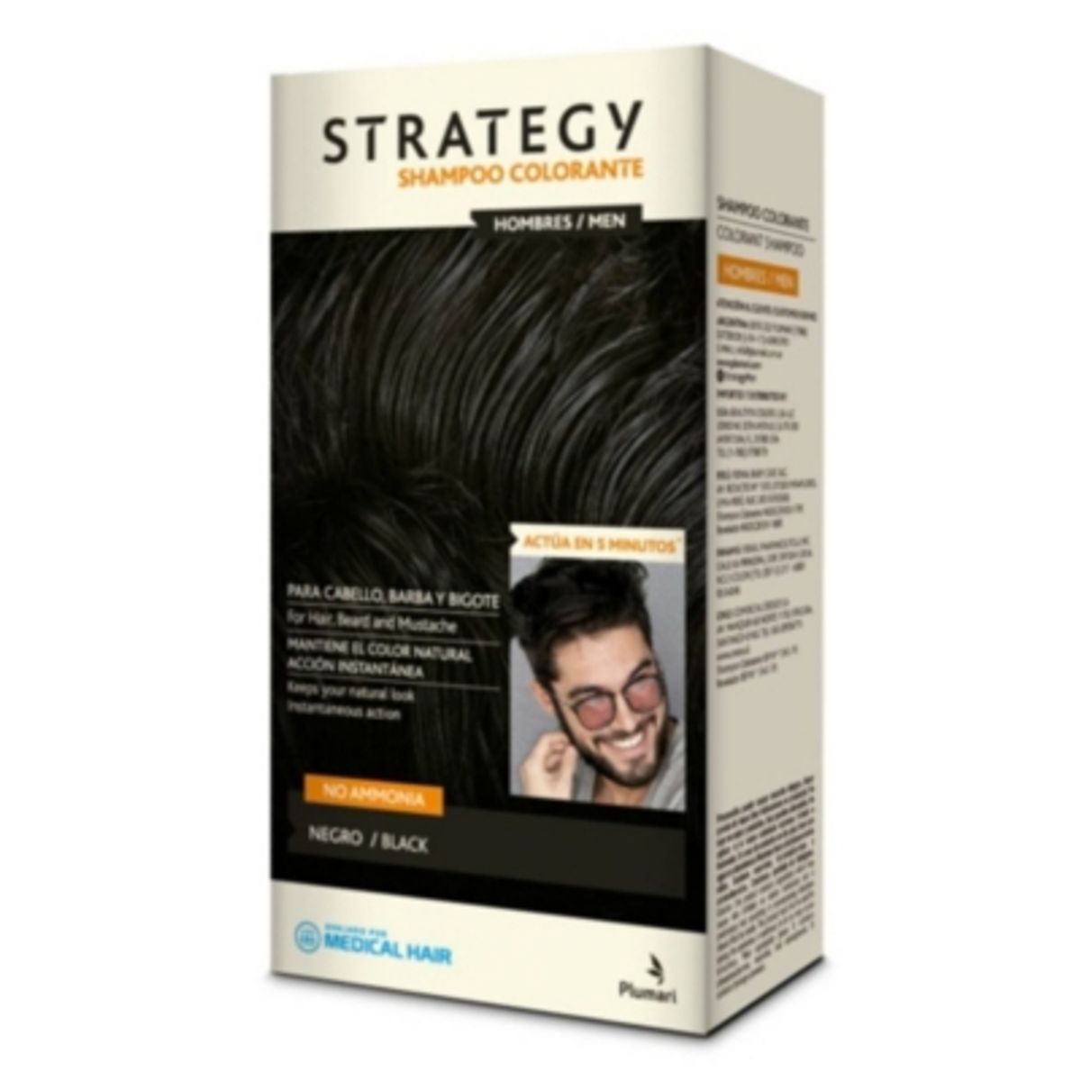 STRATEGY - Strategy Shampoo Colorante Negro Hombre efecto Inmediato STRATEGY