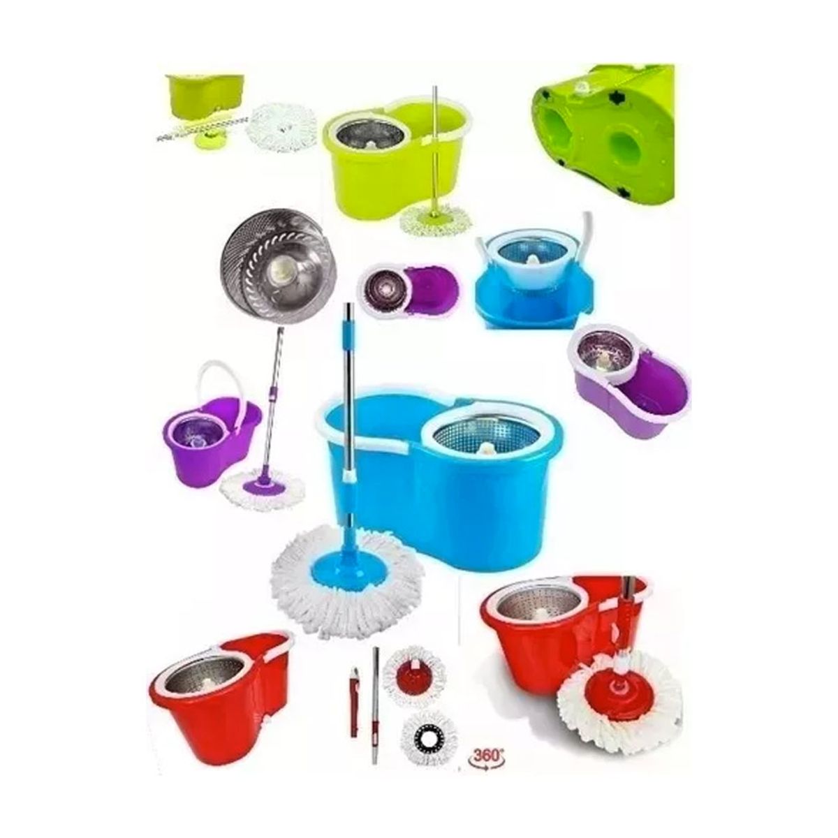 GENERICO - Mopa Trapeador Giratoria 360° Balde Canasto Y Dos Repuestos