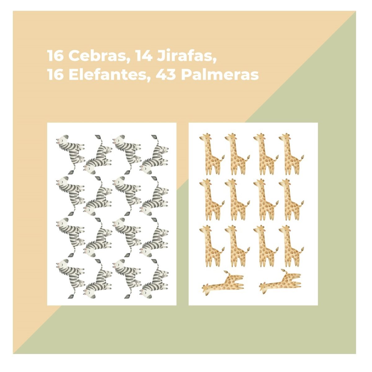 GENERICO - Vinilo Adhesivo Decorativo Infantil Pared  Safari Patrón