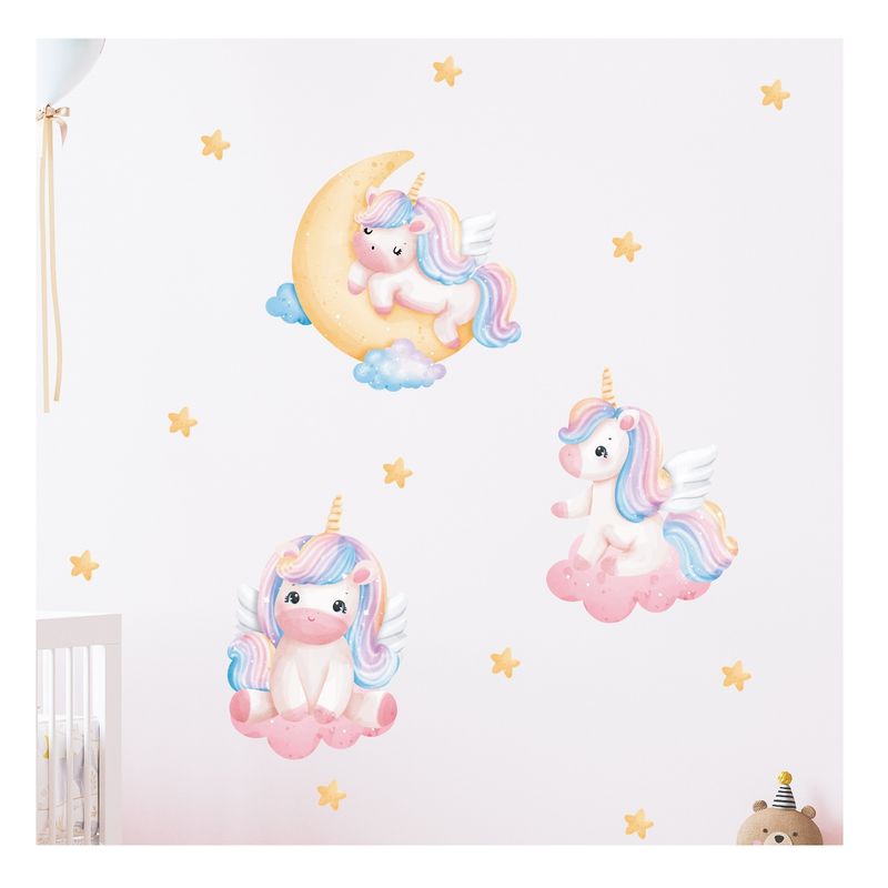 GENERICO - Vinilo Adhesivo Decorativo Infantil Pared  Unicornios