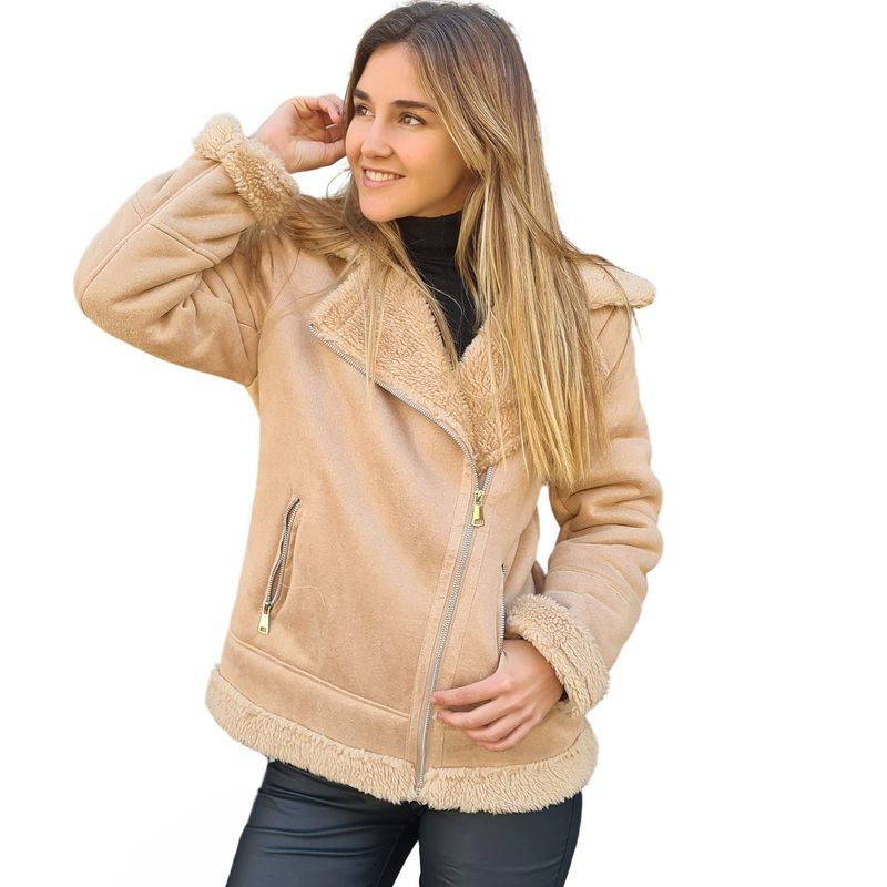 MLK - Chaqueta Aviadora Casual Camel Mujer MLK