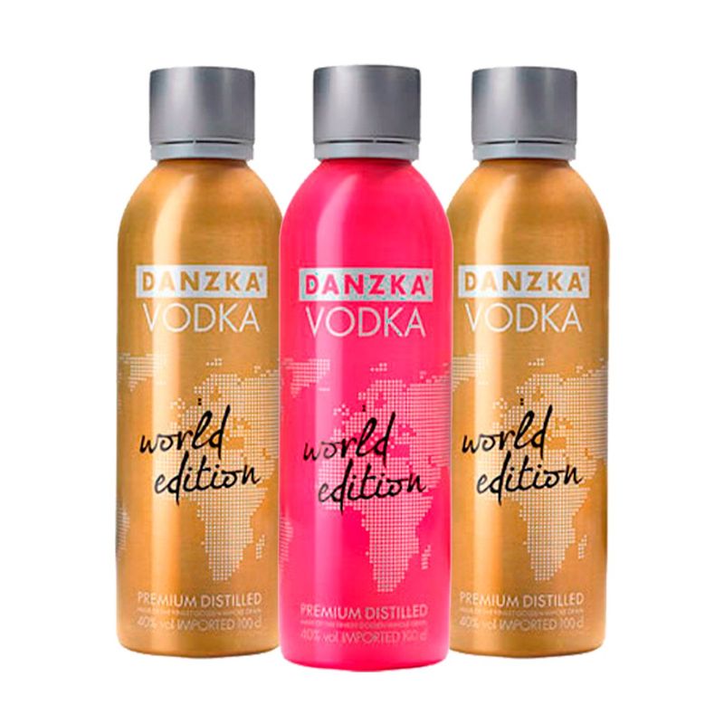 DANZKA - PACK X 3 VODKA DANZKA WORLD EDITION PINK Y GOLD PREMIUN