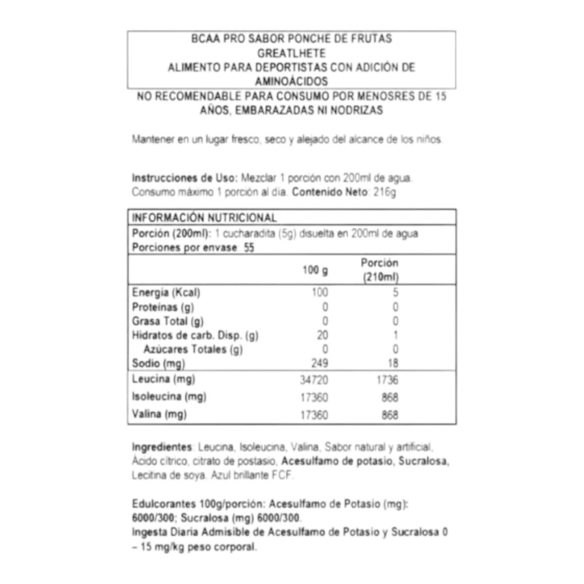 GREATLHETE - BCAA PRO 2:1:1 40 SV PINEAPPLE - GREATLHETE