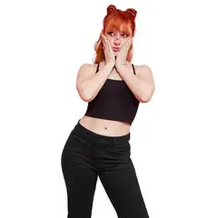 ACUARELA - Polera Crop Pabilo Negra