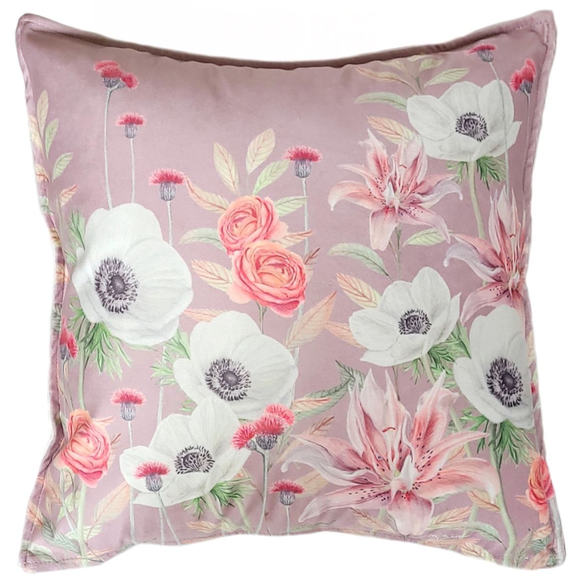 MARGARITA SCHEEL BY CASA ALVARINHO - FUNDA COJÍN VELVET ANÉMONE BLANCA 45X45