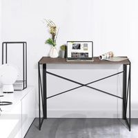 Mesa Escritorio Plegable de Metal y Madera Castaño 100x50x75 cm