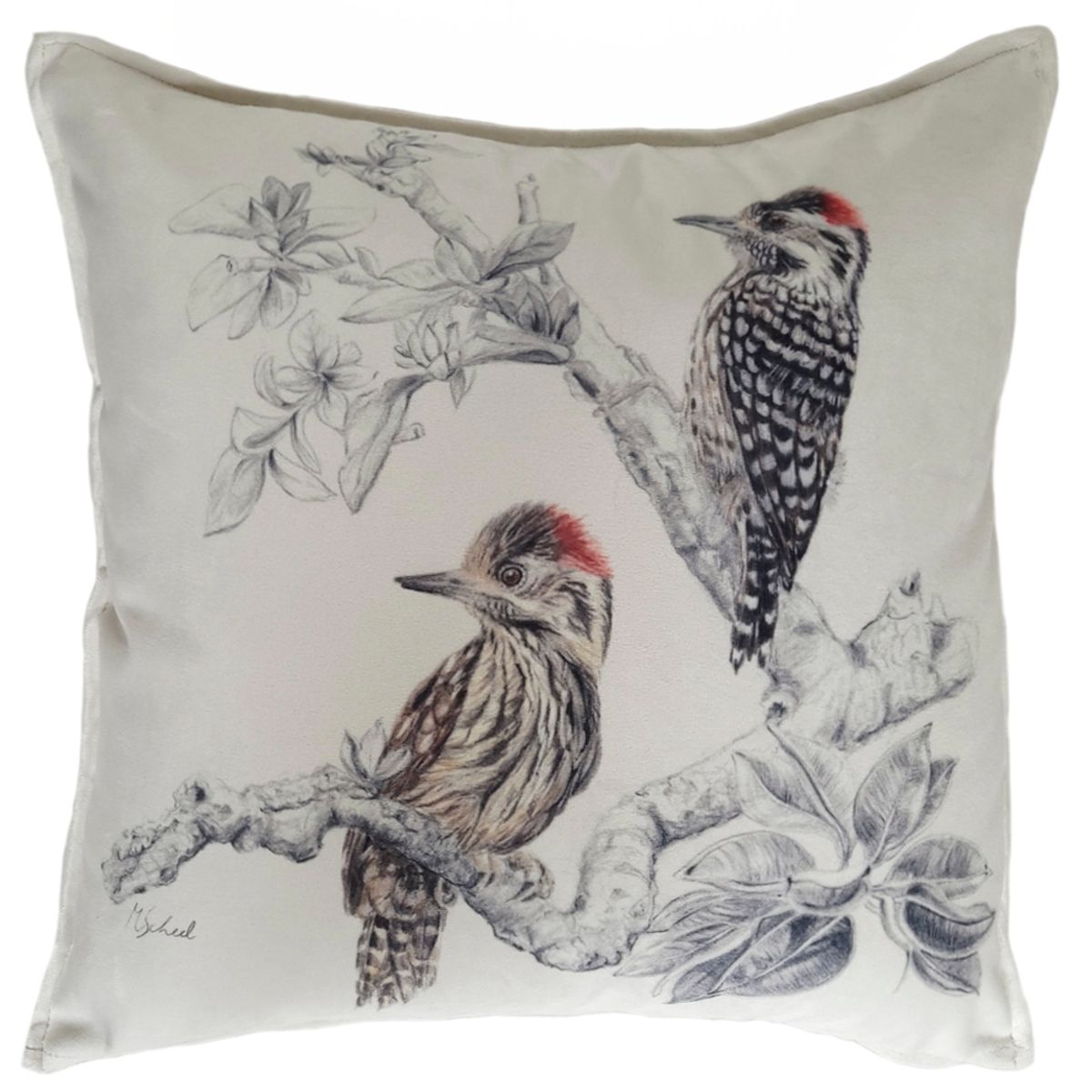 MARGARITA SCHEEL BY CASA ALVARINHO - FUNDA COJÍN VELVET ENCANTO CARPINTERITOS 45X45