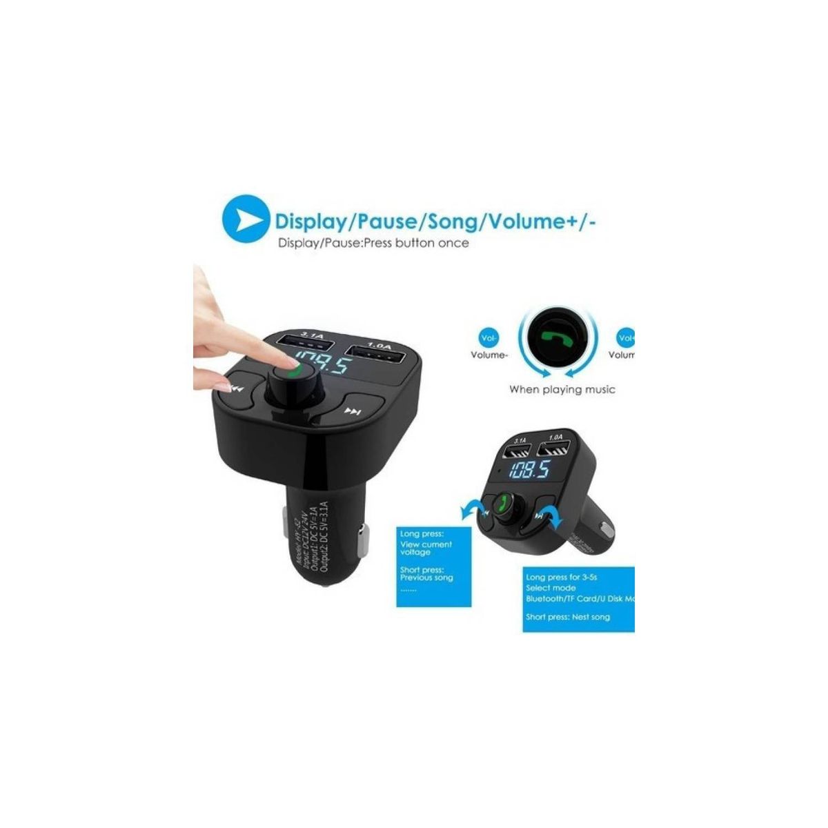 U BUY - Transmisor Mp3 Radio Fm Bluetooth Usb Tf Wam Cargador Auto