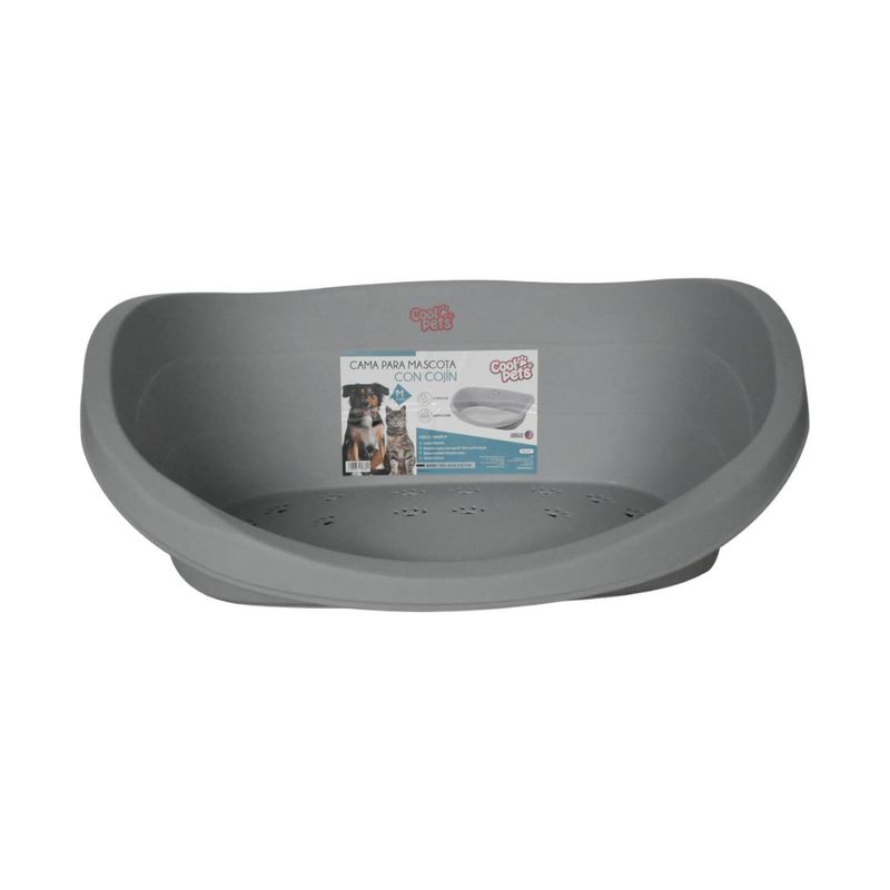 COOL PETS - Cama De Mascota Con Cojín L Gris 80×54.5×24 Cms Coolpets