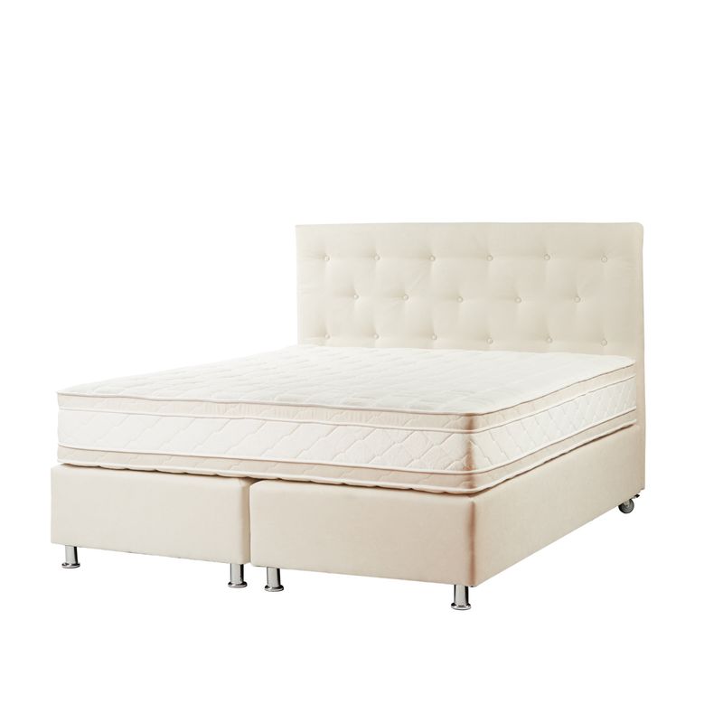 SPOMO - Box Americano Excelsior King Capitoné Crema con láminas Látex