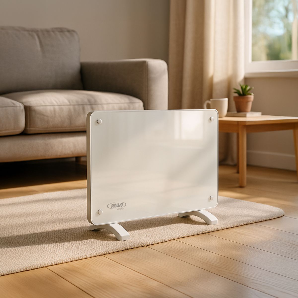 ANWO - Estufa Eléctrica Anwo Panel Convectivo Vidrio con Wifi 1000 W NDFL1000V