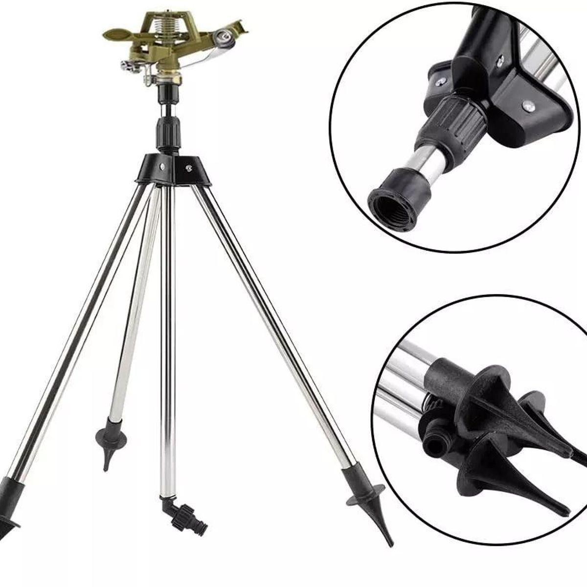 KUANGYE - Aspersor Impacto Bronce 12  Trípode Aluminio Kit De Riego