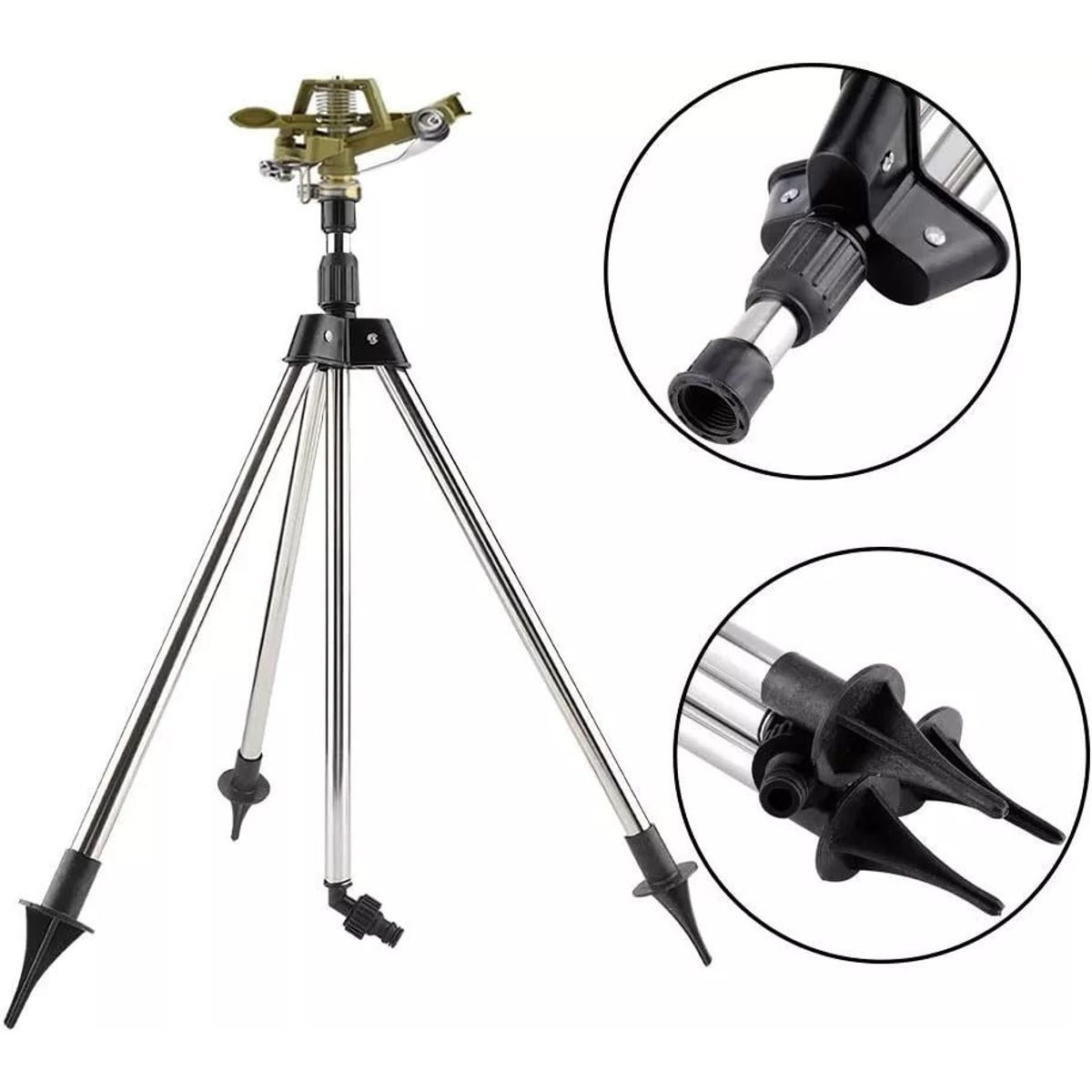 KUANGYE - Aspersor Impacto Bronce 12  Trípode Aluminio Kit De Riego