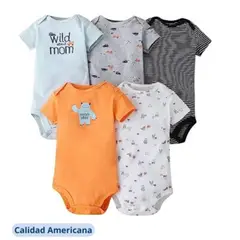 TEDMIMAK - Body Bebe Niño Pack 5 Bodys Algodón Manga Corta SURTIDO