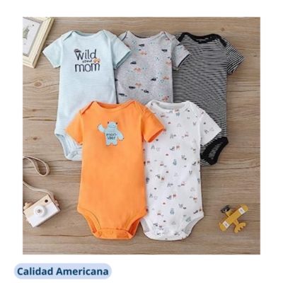 Imagen 2 del producto Body Bebe Niño Pack 5 Bodys Algodón Manga Corta SURTIDO