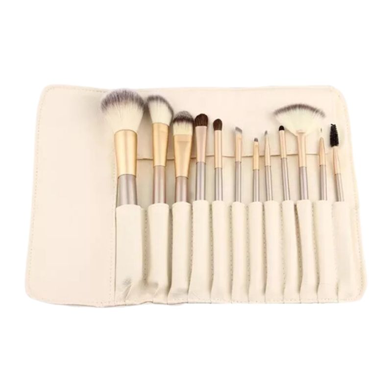 GENERICO - Set 12 Brochas Pinceles Maquillaje Profesional Manta Blanca