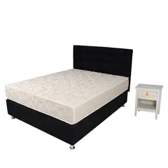 SPOMO - Box Americano Alegro FisioFlex Capitoné 2 PL Negro + Veladores