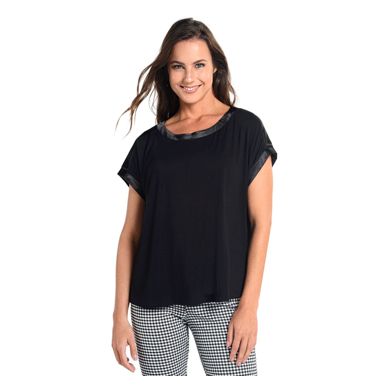 CAFFARENA - Polera Diseño Holgado Manga Corta Viscosa