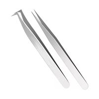 Set Pinzas Extensiones De Pestañas Puntas Curva Y Recta Gms