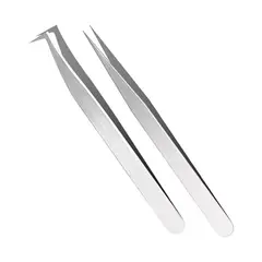 GENERICO - Set Pinzas Extensiones De Pestañas Puntas Curva Y Recta Gms