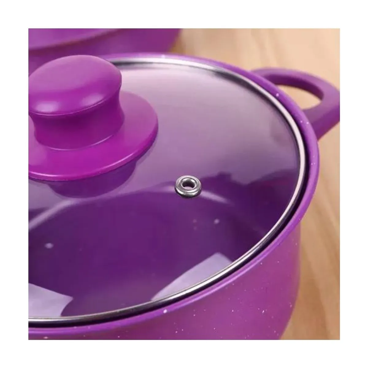 GENERICO - Bateria De Cocina 14 Piezas Morado Antihaderente Templado