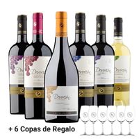 CAJA X 6 MIX VINOS DEVOCIÓN GR MAS COPAS