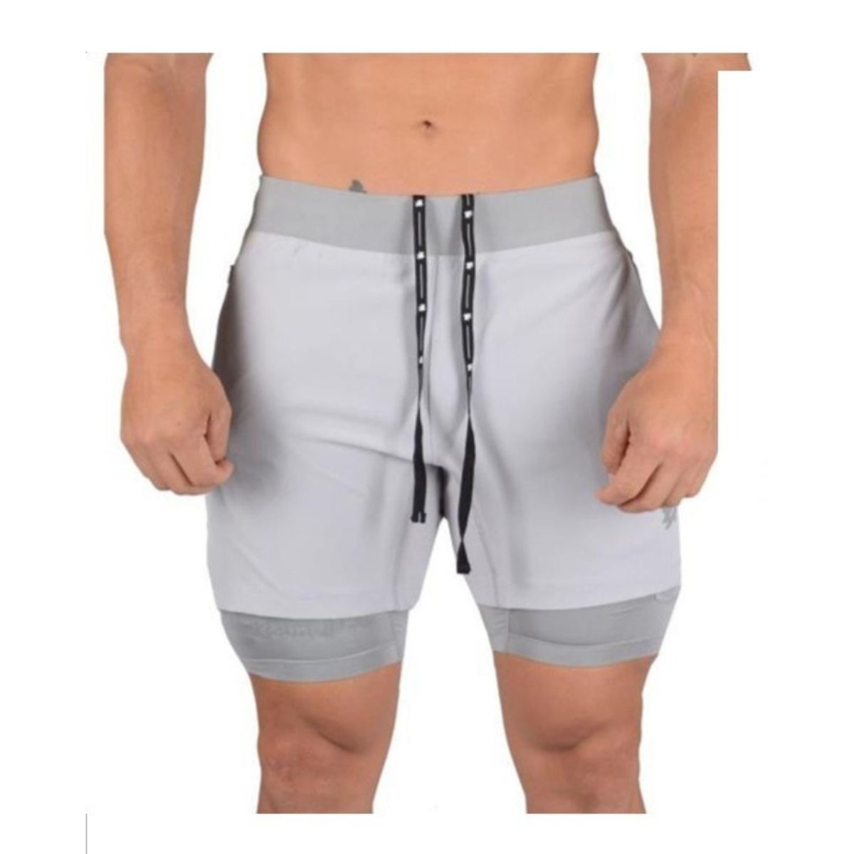 GENERICO - Short Deportivo 2 Capas Gris