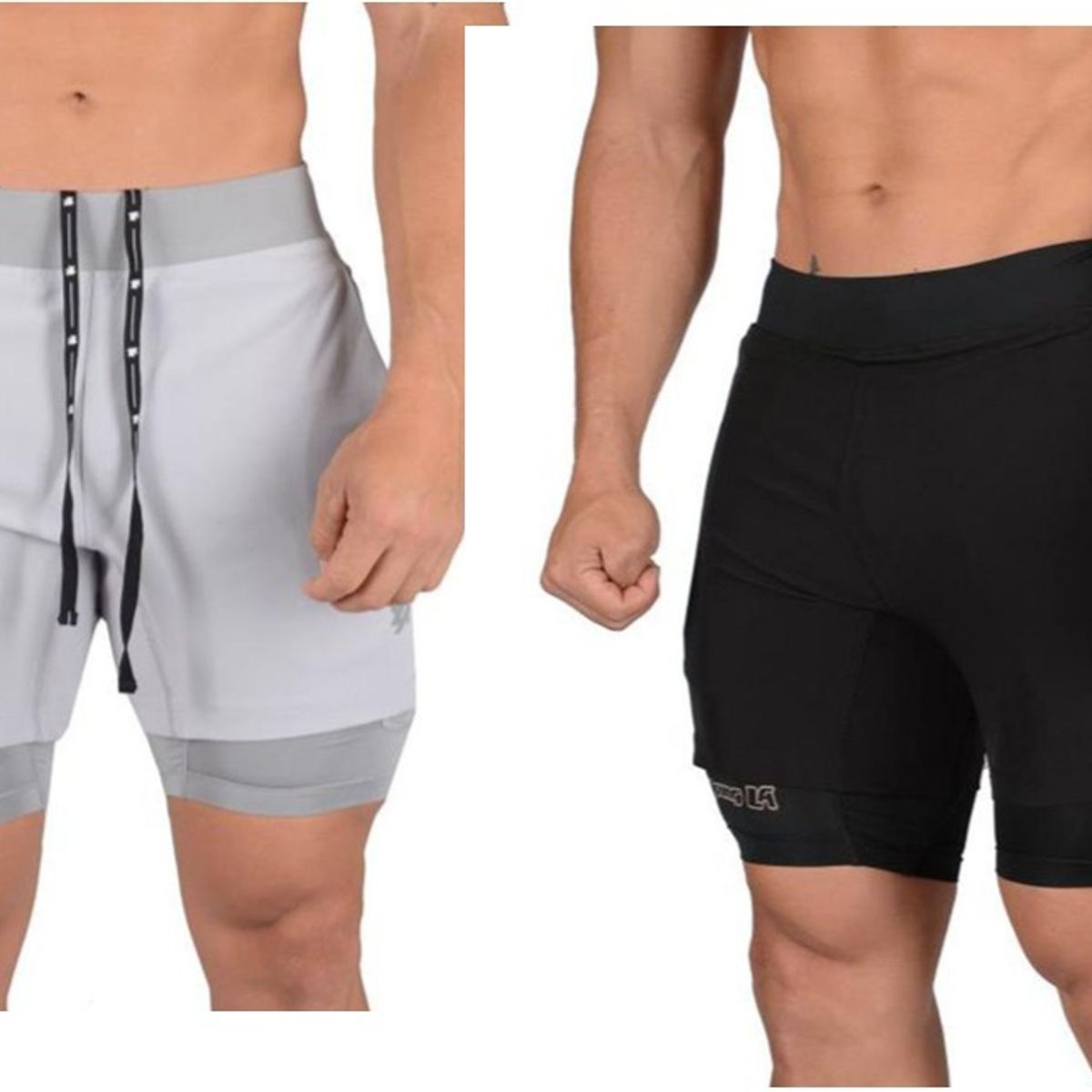 GENERICO - Short Deportivo 2 Capas Gris