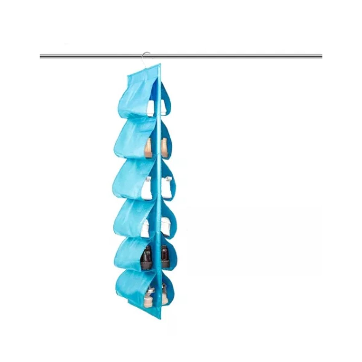 ESHOPANGIE - Organizador De Zapatos Zapatillas 6 Compartimentos Tela Celeste